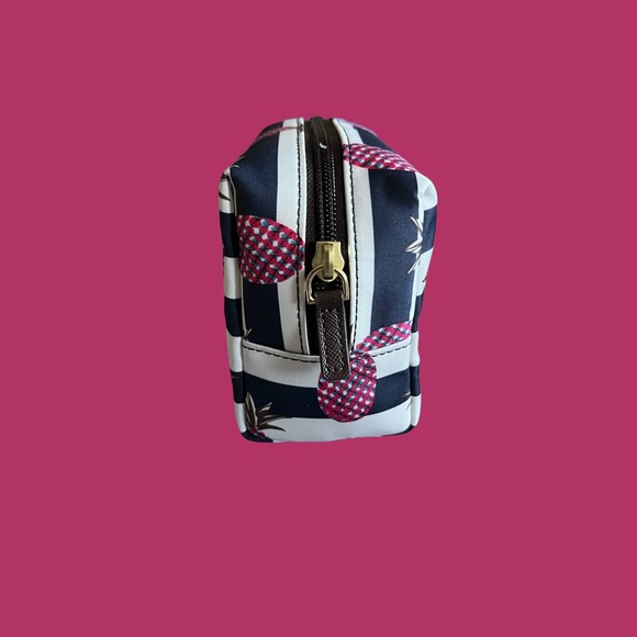 TORY BURCH NEW MAKEUP COSMETIC BAG BRIGITTE PINEAPPLE STRIPE CHRISTMAS gift - Picture 6 of 8